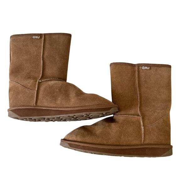 NWOT Emu Australia Women's Stinger Lo Chestnut Shearling Suede Boots - Picture 2 of 5